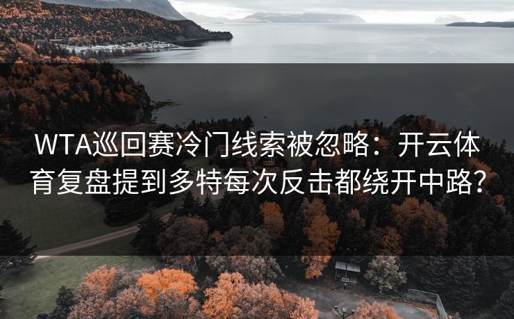 WTA巡回赛冷门线索被忽略：开云体育复盘提到多特每次反击都绕开中路？