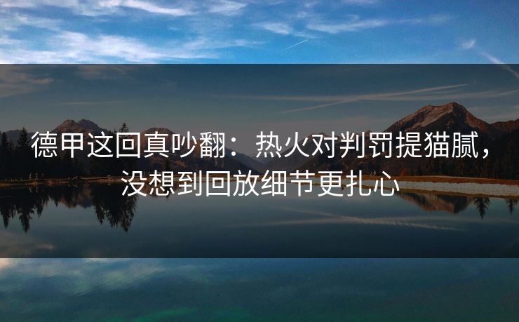 德甲这回真吵翻：热火对判罚提猫腻，没想到回放细节更扎心